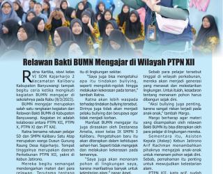 Relawan Bakti BUMN Mengajar di Wilayah PTPN XII, Ajak Pelajar Menanam Pohon dan Hindari Bullying