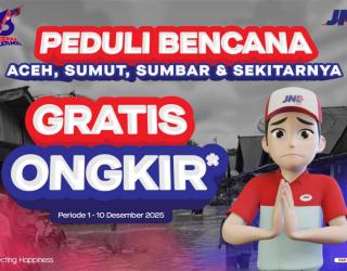JNE Gratiskan Ongkir Bantuan ke Aceh, Sumbar, Sumut, dan Sekitarnya