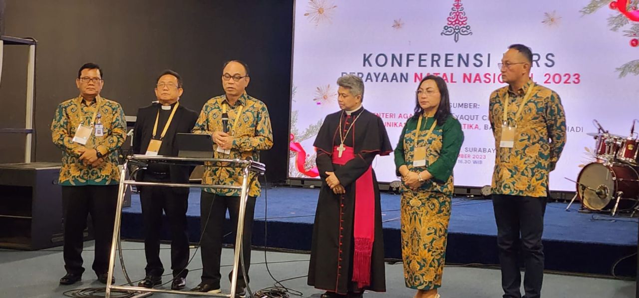 Menteri Komunikasi dan Informatika, Budi Arie Setiadi mengatakan Surabaya dipilih sebagai lokasi pelaksanaan Ibadah & Perayaan Natal Nasional 2023 ( Foto : Jatimkini.com / Alvian Yoananta )