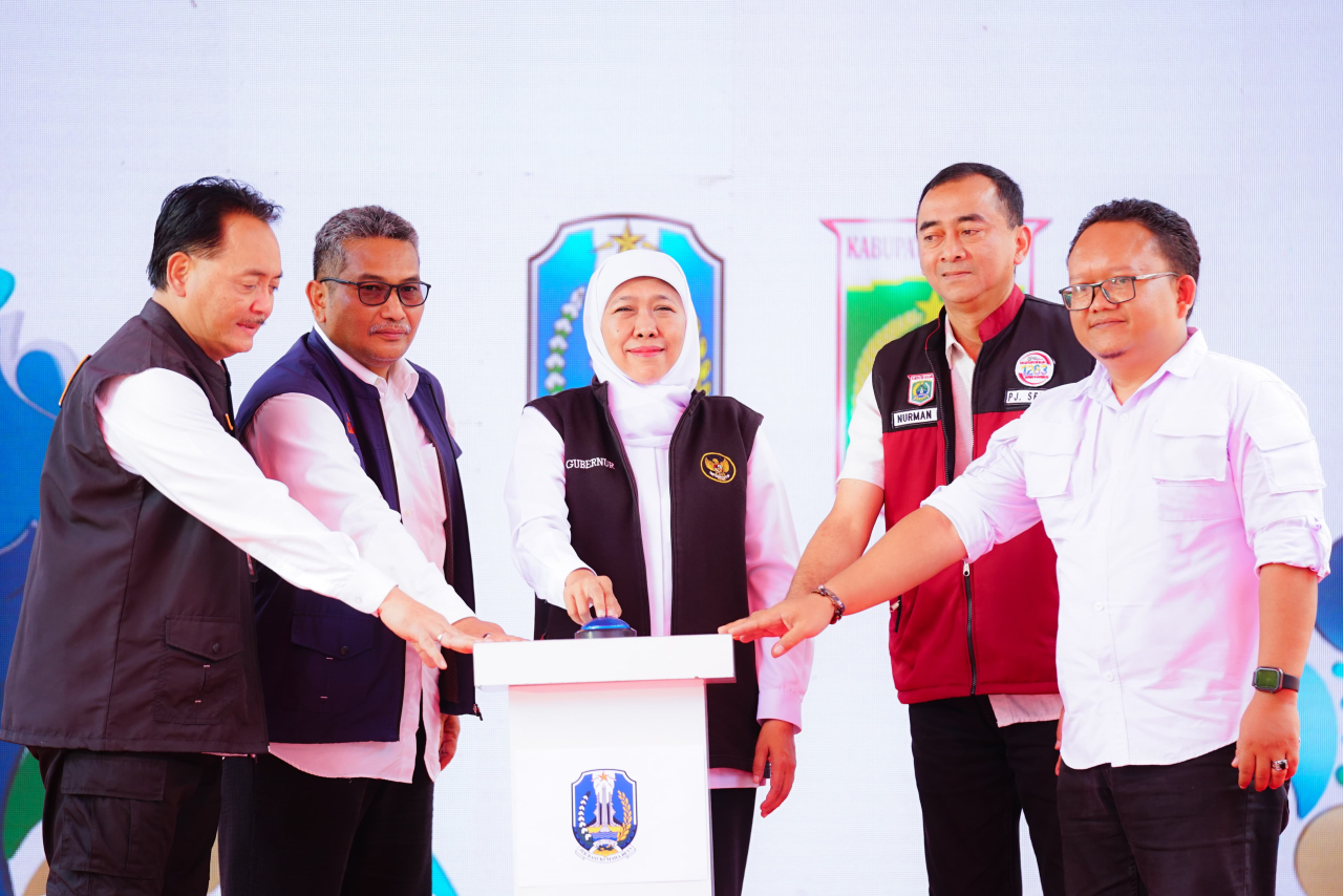 Peluncuran pembangunan SPAM Singosari Kabupaten Malang, Sabtu (27/1/2024). Foto : Pemprov Jatim