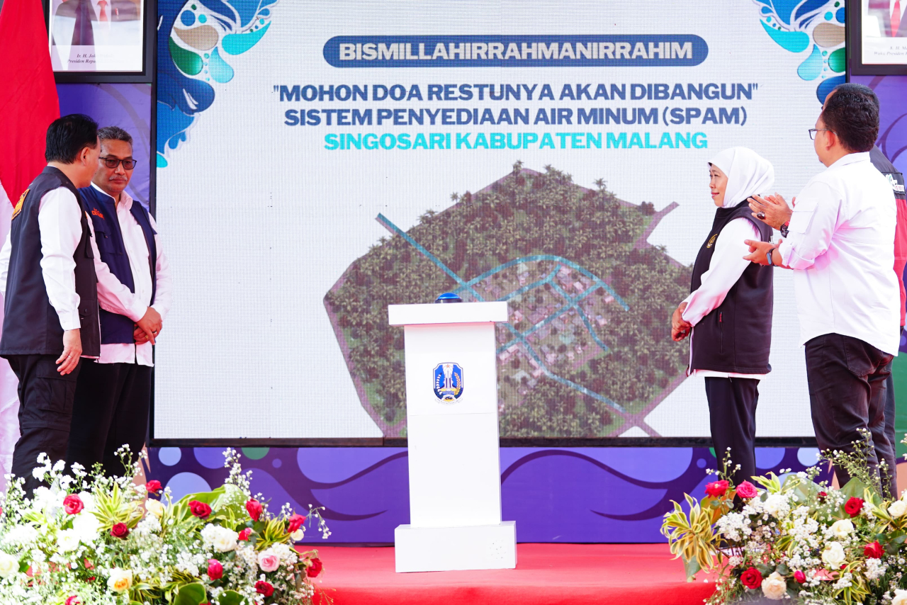 Peluncuran Pembangunan SPAM Singosari oleh Gubernur Jatim Khofifah Indar Parawansa