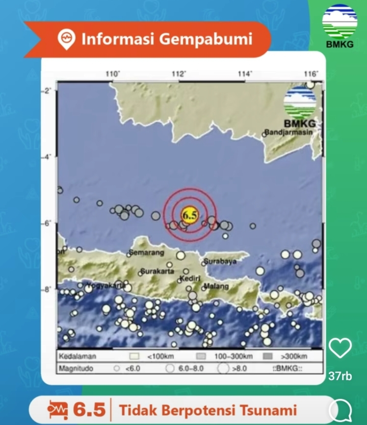 Tangkapan layar akun Instagram infoBMKG.