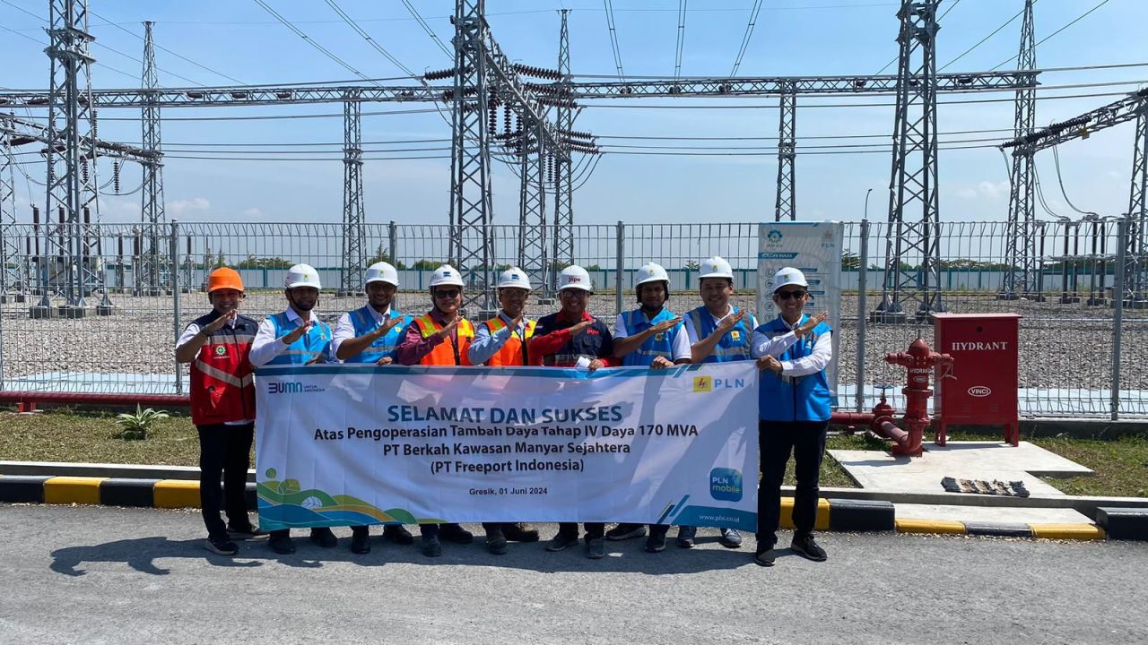 PT PLN (Persero) Unit Induk Distribusi (UID) Jawa Timur sukses memasok tambah daya tahap keempat daya sebesar 170 MVA untuk PT Freeport Indonesia. (Foto: PLN for Jatimkini.com) 