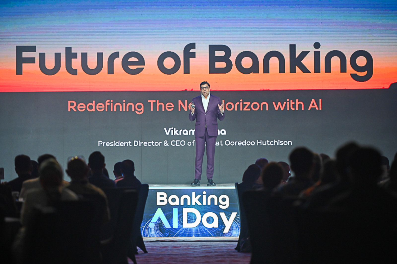 Direktur Utama dan CEO IOH, Vikram Sinha dalam gelaran Banking AI Day di Jakarta. Foto : IOH