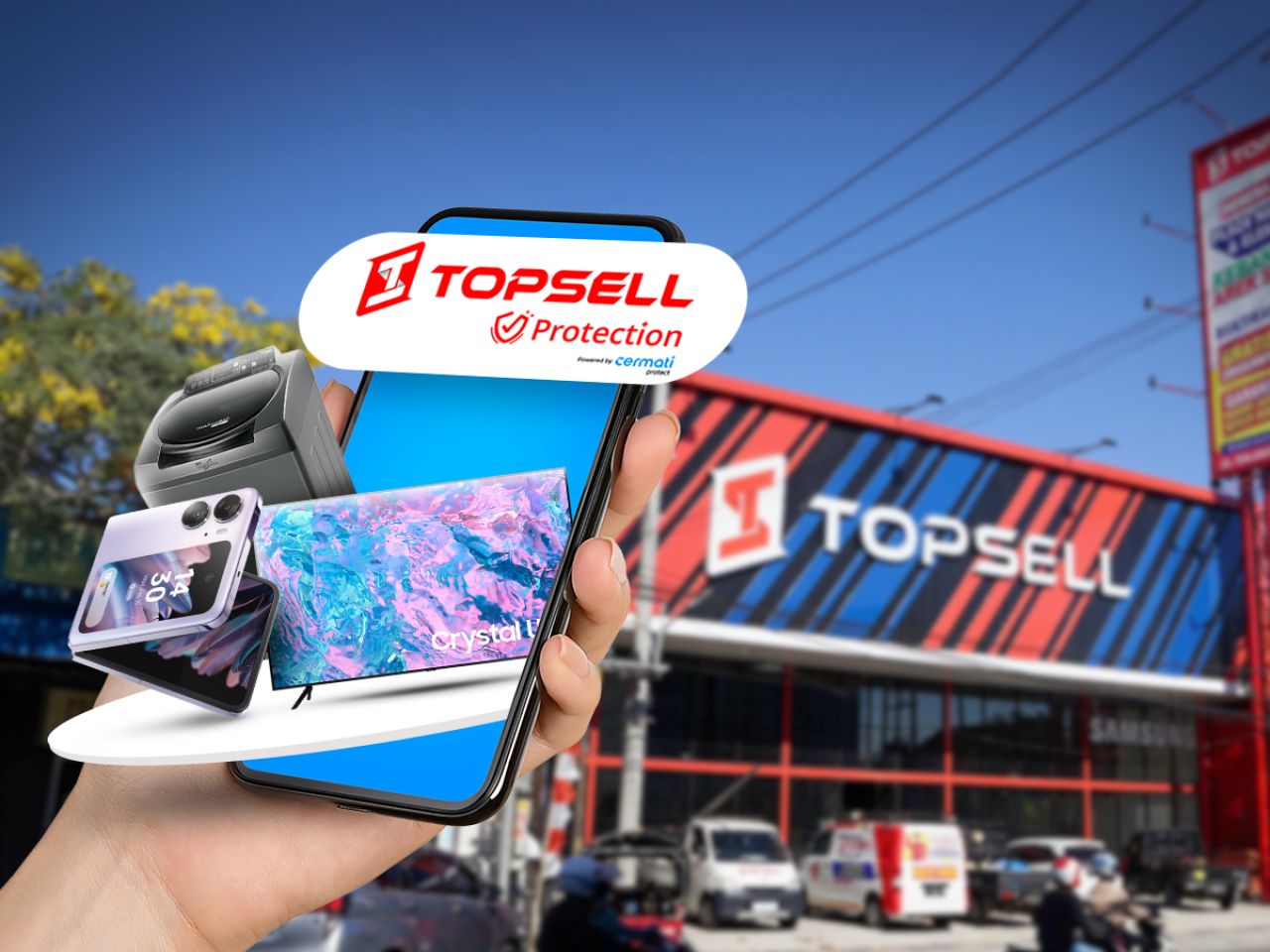 Perusahaan ritel asal Jawa Timur Topsell resmi menggandeng Cermati Protect dalam layanan perlindungan gadget dan elektronik Topsell Protection. ( Foto : Topsell for Jatimkini.com )