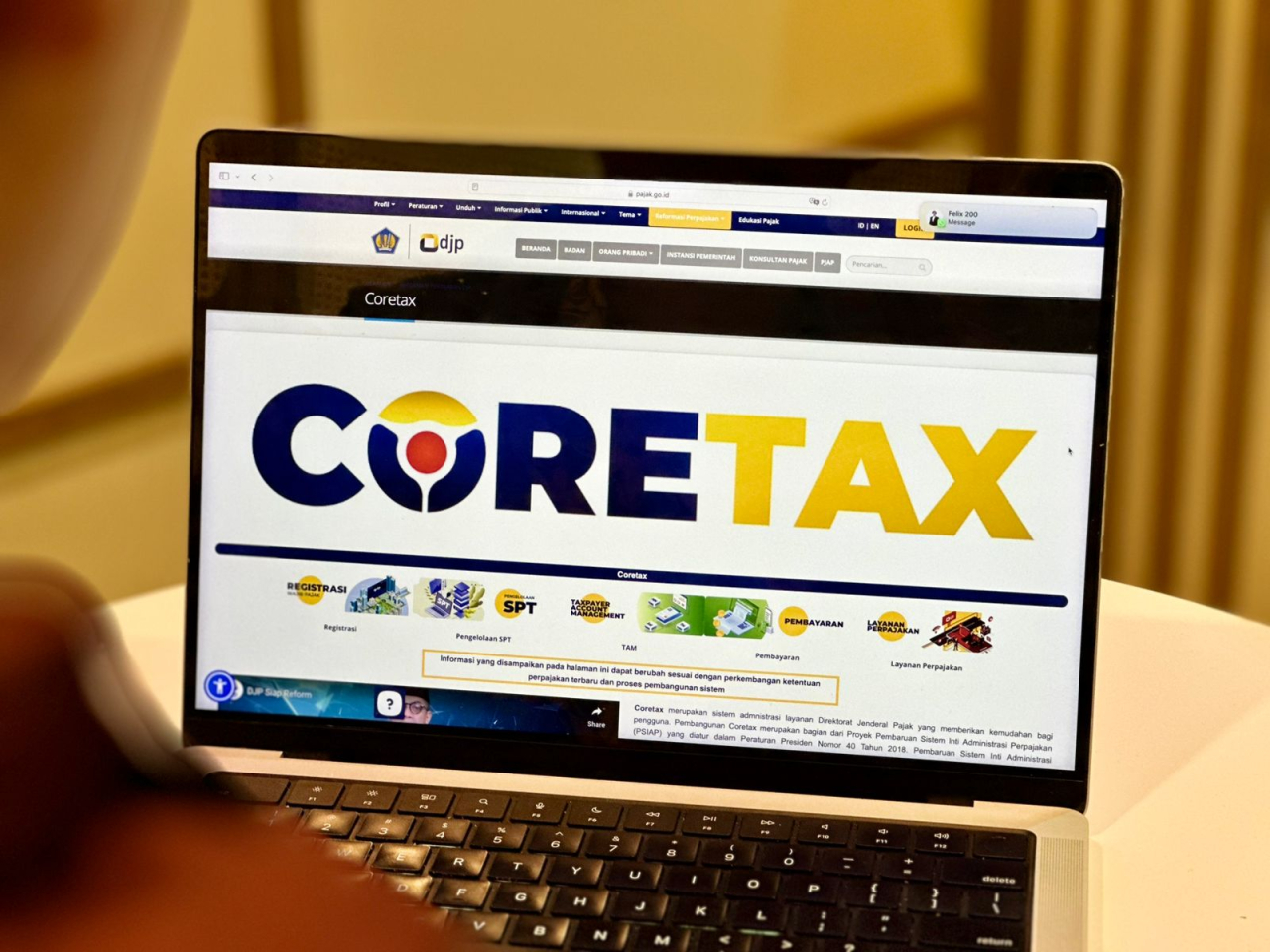 Ilustrasi aplikasi simulator Coretax yang diluncurkan Dirjen Pajak. Foto : DJP