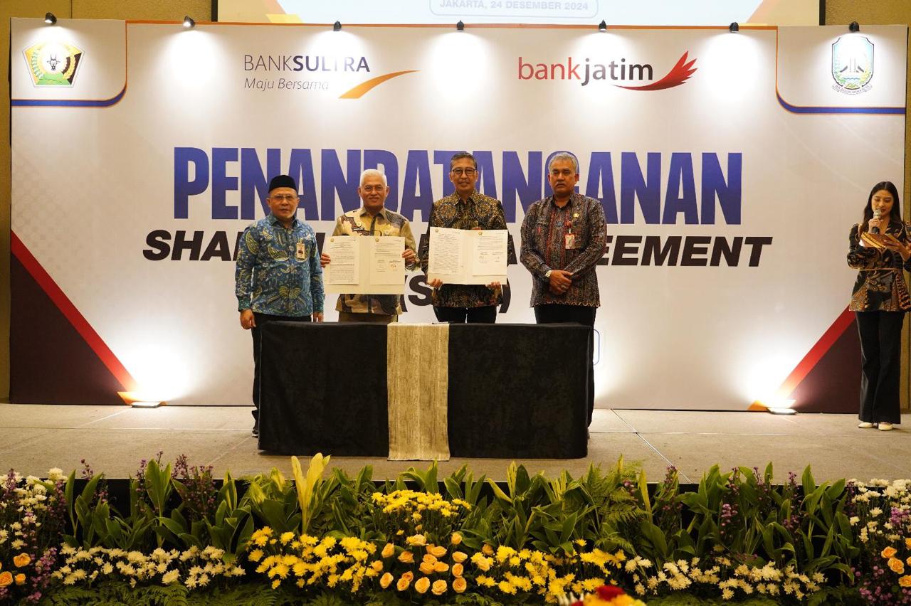 Penandatanganan SHA KUB Bank Jatim dengan Bank Sultra. Foto : BJTM