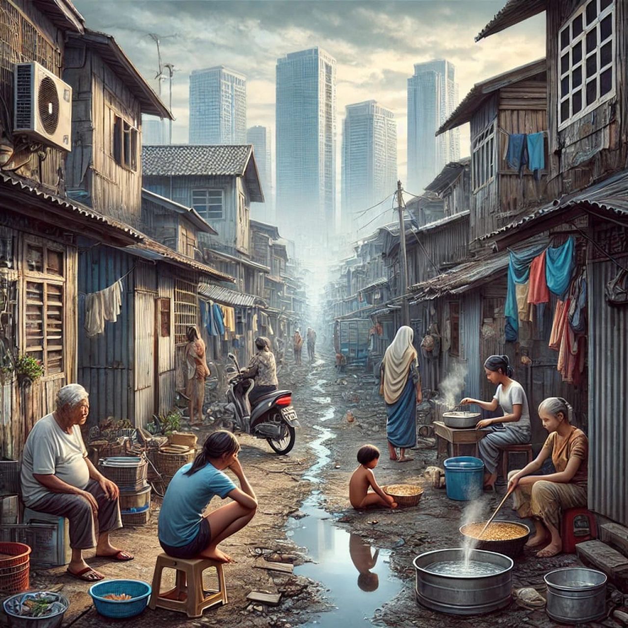 Ilustrasi kesenjangan sosial dan kemiskinan di perkotaan ( Foto  : AI )