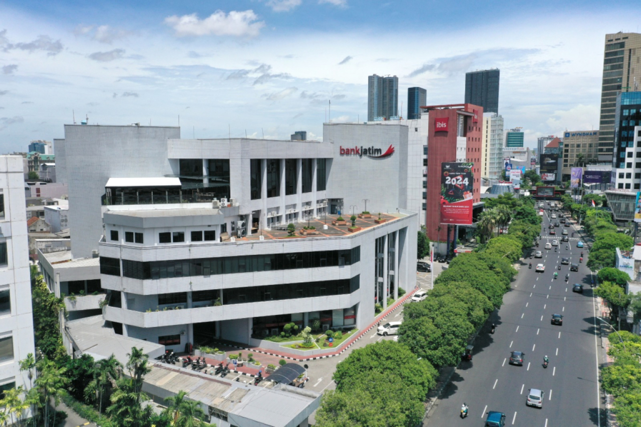 Ilustrasi gedung kantor pusat Bank Jatim di Surabaya. Foto : BJTM
