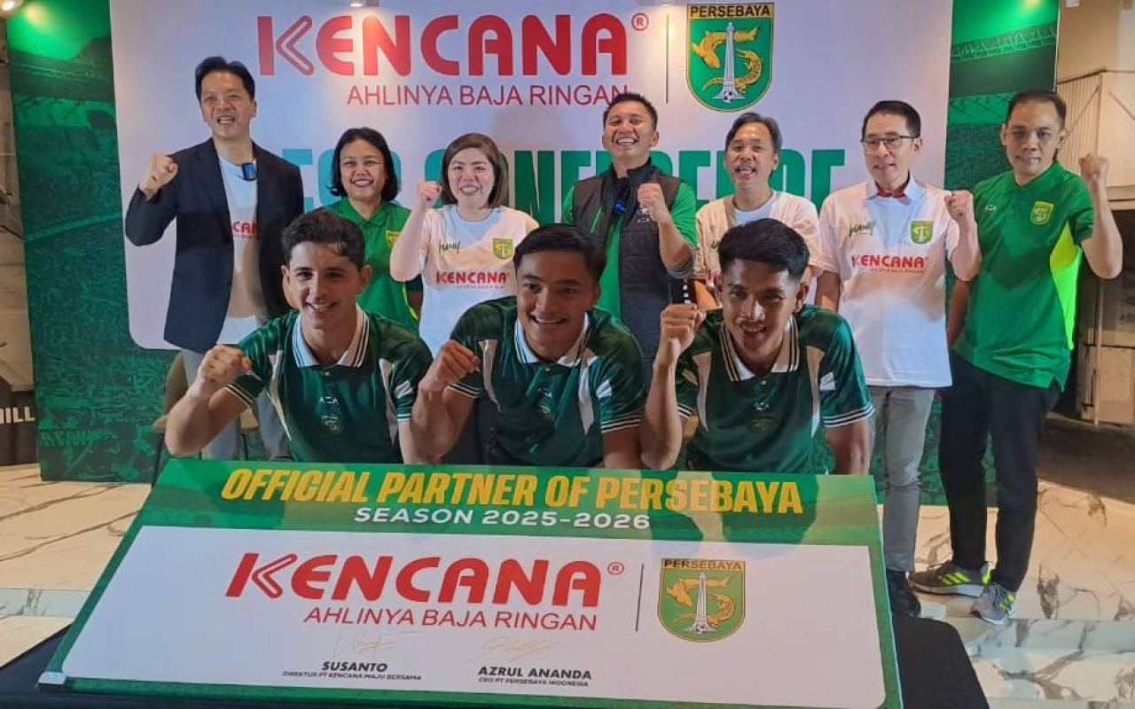 Kencana Maju Bersama dengan Persebaya dalam konferensi pers di Gedung Kencana Surabaya, Senin (10/3/2025). Foto : Alvian Yoananta