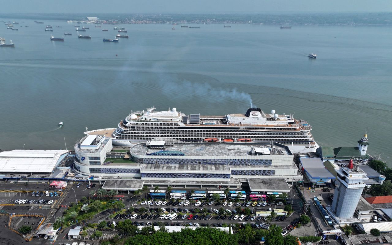 MV Viking Orion saat sandar di GSN menjadikan Tanjung Perak sebagai pelabuhan tersibuk selama angkutan lebaran 2025. (Foto-foto: Pelindo Sub Regional 3)