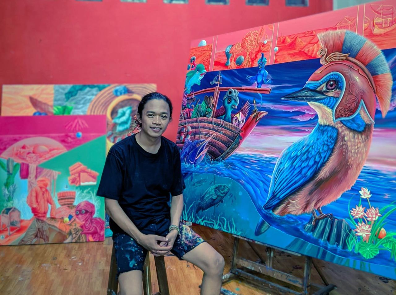 Soiful "Sampang" pameran tunggal di galeri Filadelvia Surabaya, 20 Mei hingga 3 Juni 2025. ( Foto : Jatimkini.com / Rokimdakas )