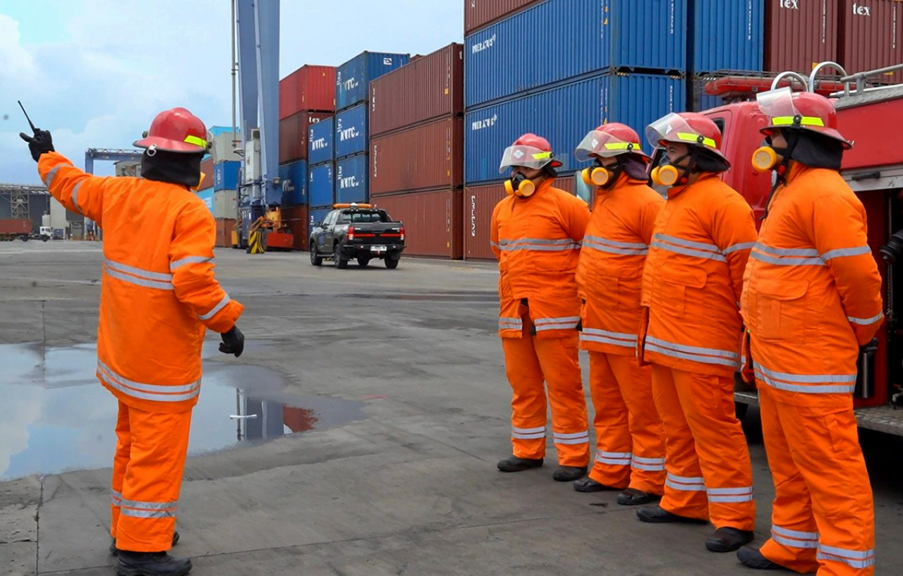 TPK Teluk Lamong menggelar Exercise ISPS Code sebagai bagian dari mitigasi risiko. (Foto: Terminal Teluk Lamong)