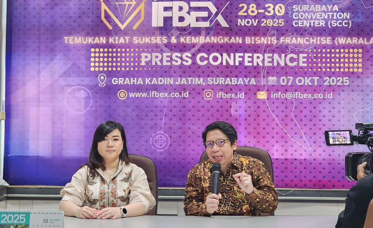 Konferensi pers sosialisasi gelaran IFBEX 2025 Surabaya di Kantor Kadin Jatim, Selasa (7/10/2025). Foto : Peni Widarti