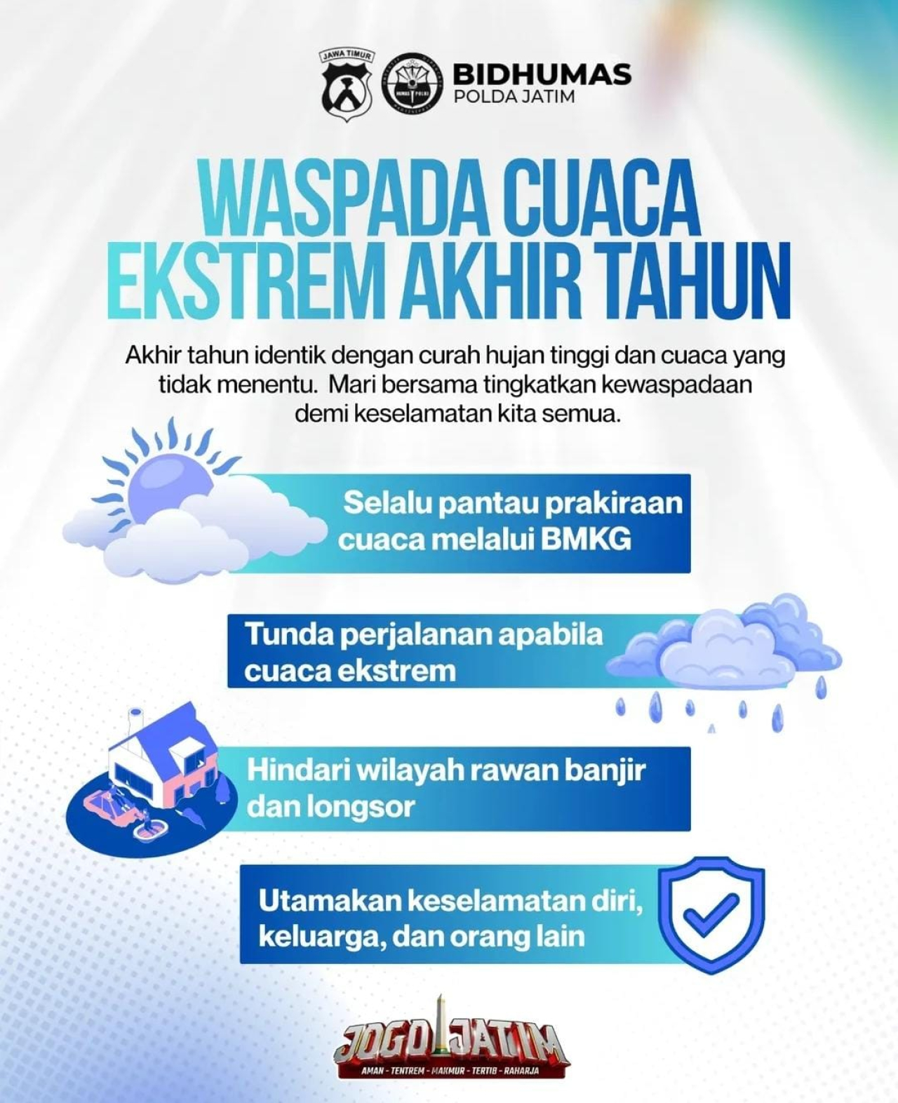  Kondisi cuaca yang ekstrem diperkirakan terjadi akhir tahun 2025 ( Foto : Humas Polda Jatim )