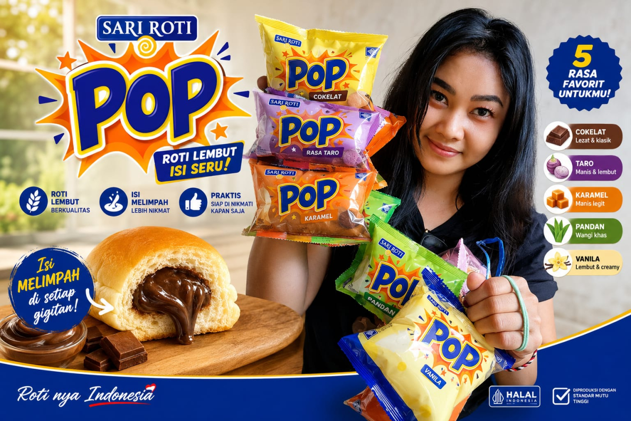 PT Nippon Indosari Corpindo produsen roti resmi luncurkan 7 varian rasa baru yakni, Sari Roti POP dengan kemasan 7 rasa ( Foto : Jatimkini.com )
