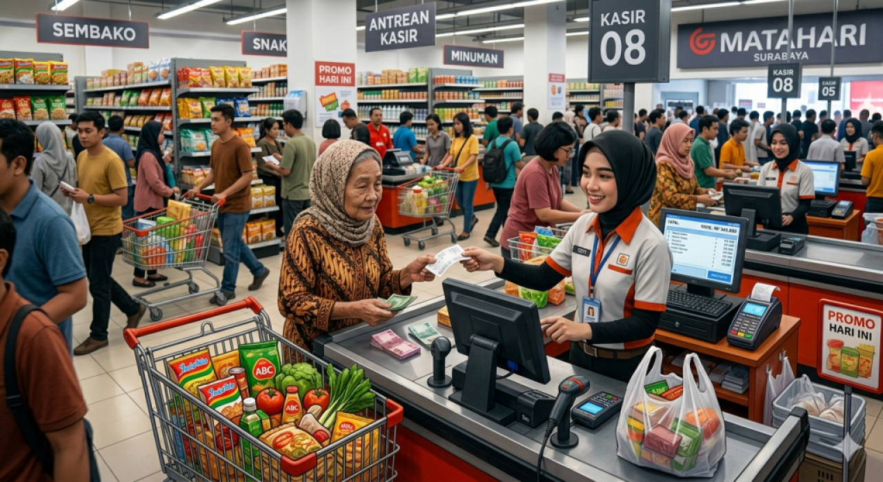 Ilustrasi. Kegiatan belanja konsumen di pusat perbelanjaan kota. Foto : AI