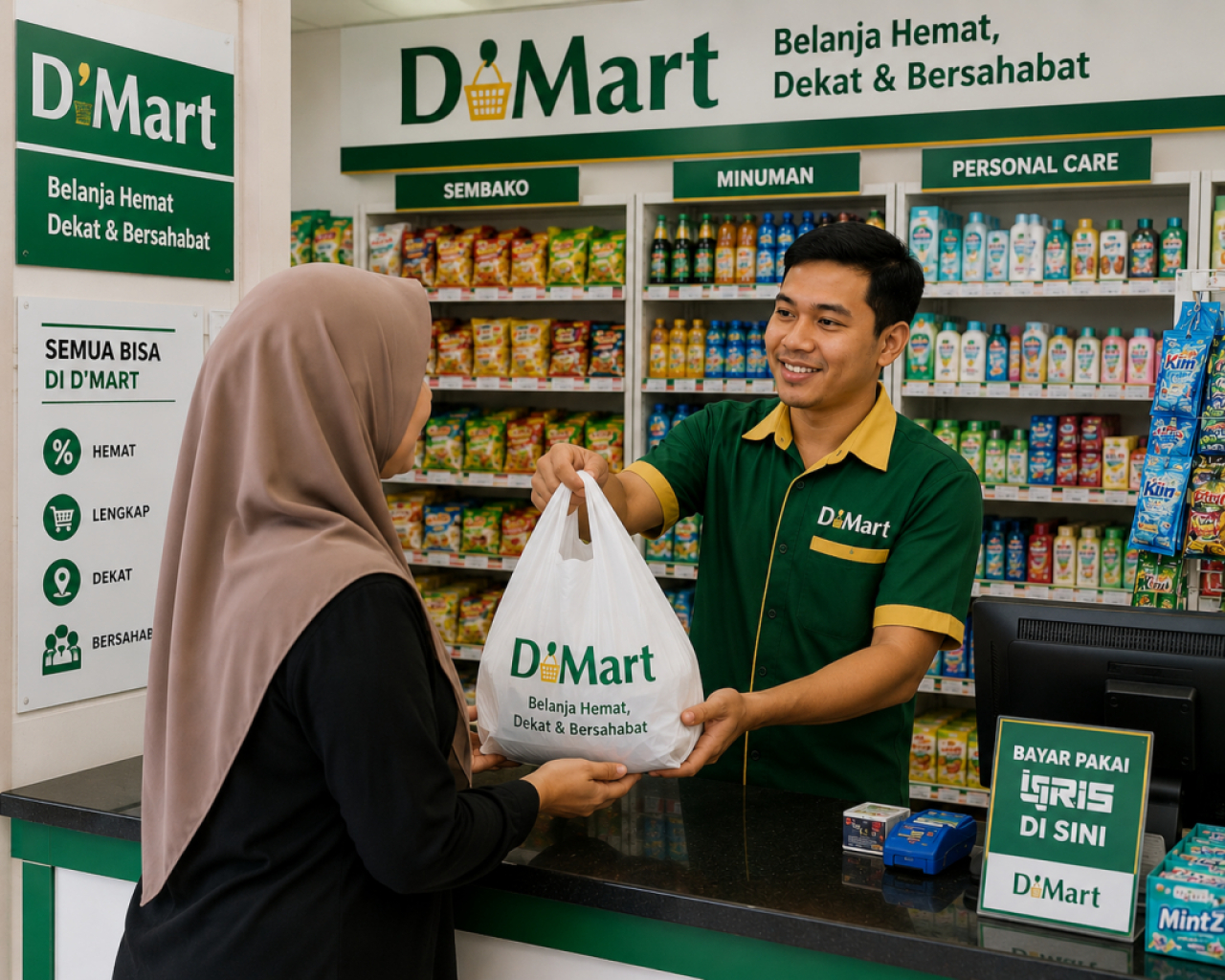 Ilustrasi penjualan eceran di sebuah mini market. Foto : AI