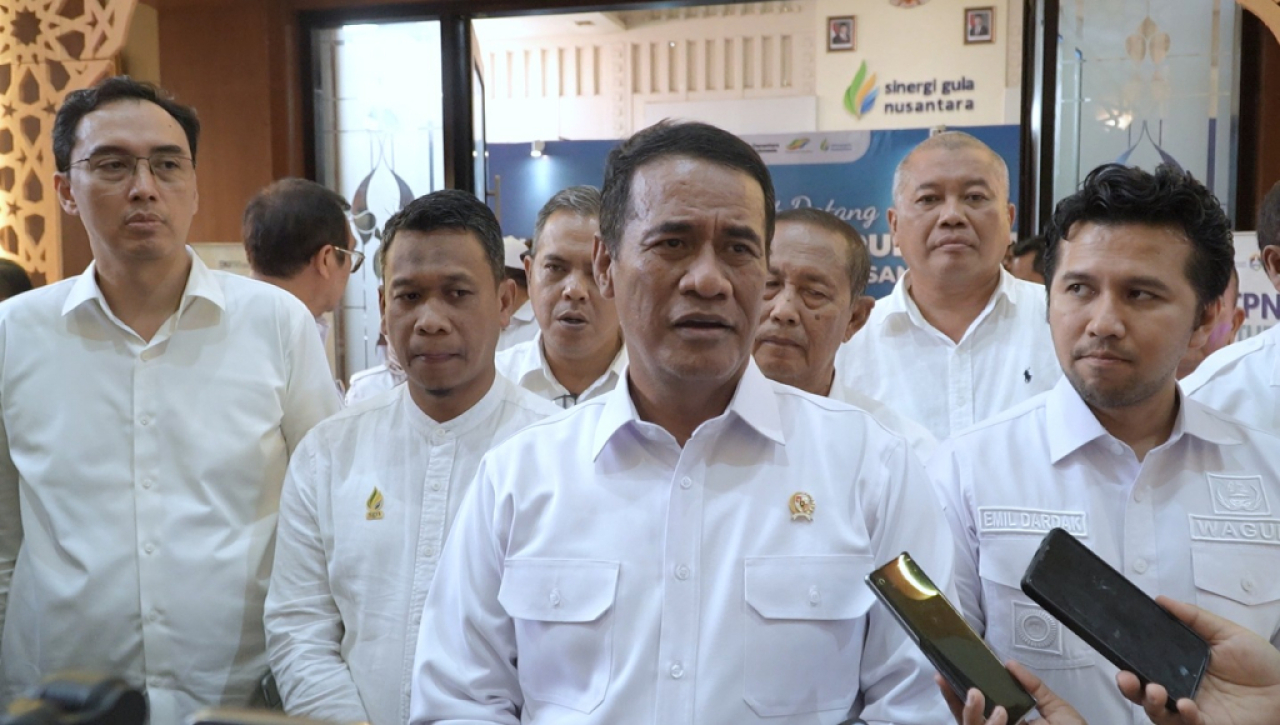 Mentan Amran Sulaiman usai mengikuti pertemuan dengan SGN. Foto : SGN