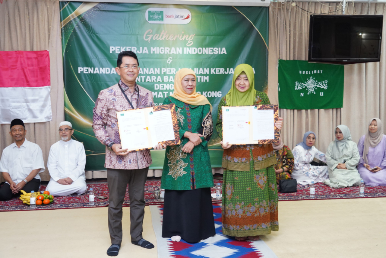 Bank Jatim dan Muslimat NU Hong Kong jalin kerja sama. Foto : Bank Jatim