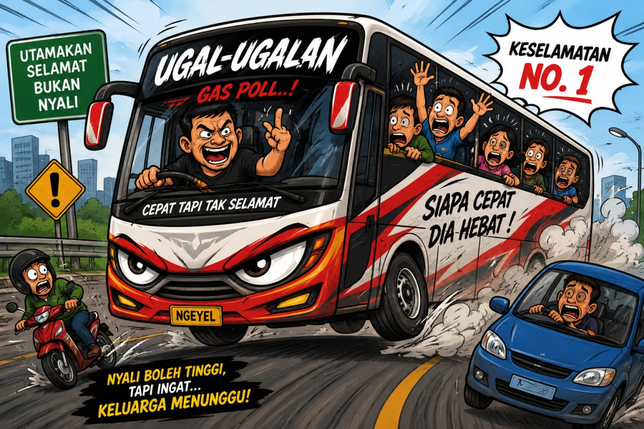 Ilustrasi bus gal-ugulan ( foto : AI )