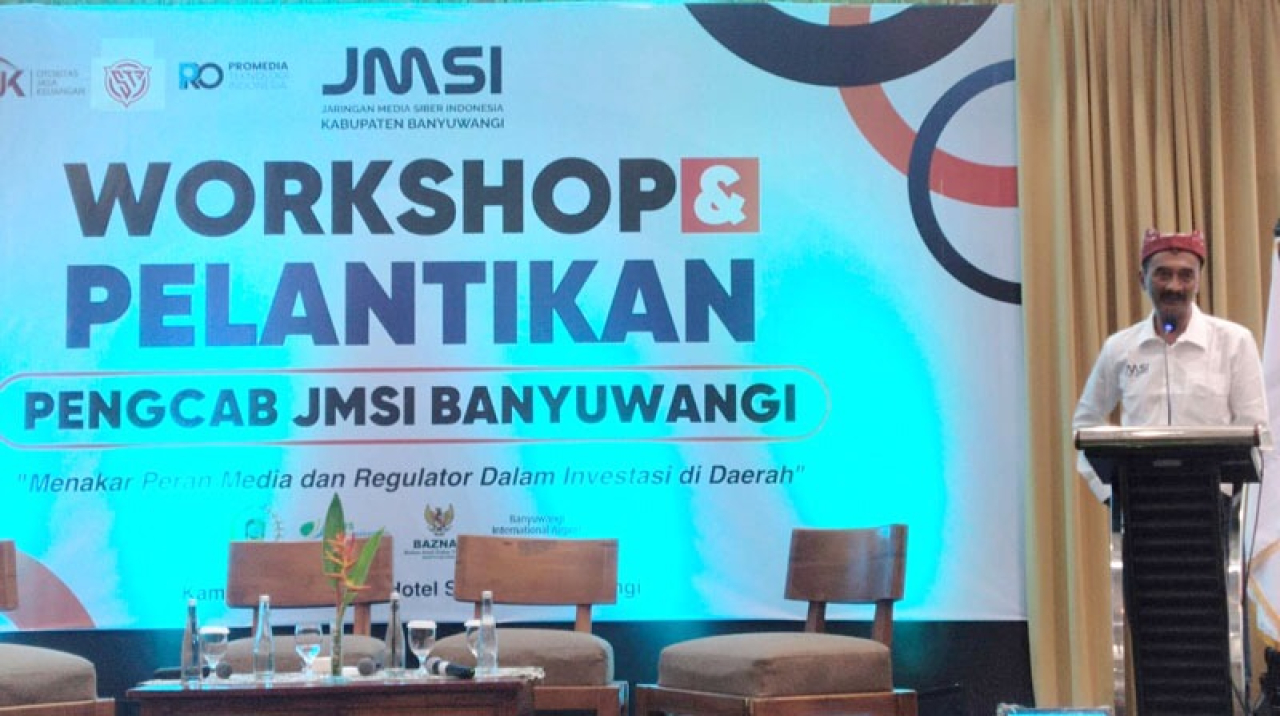Ketua JMSI Jatim Syaiful Anam optimis  pengurusan  JMSI Banyuwangi dapat menjalankan organisasi media siber dengan baik karena telah melalui seleksi ketat membentuk kepengurusan ( Foto : istimewa )