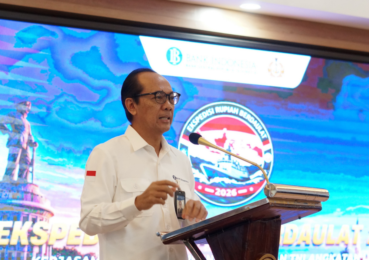 Kepala BI Jatim Ibrahim dalam kegiatan Ekspedisi Rupiah Berdaulat 2026. Foto : BI