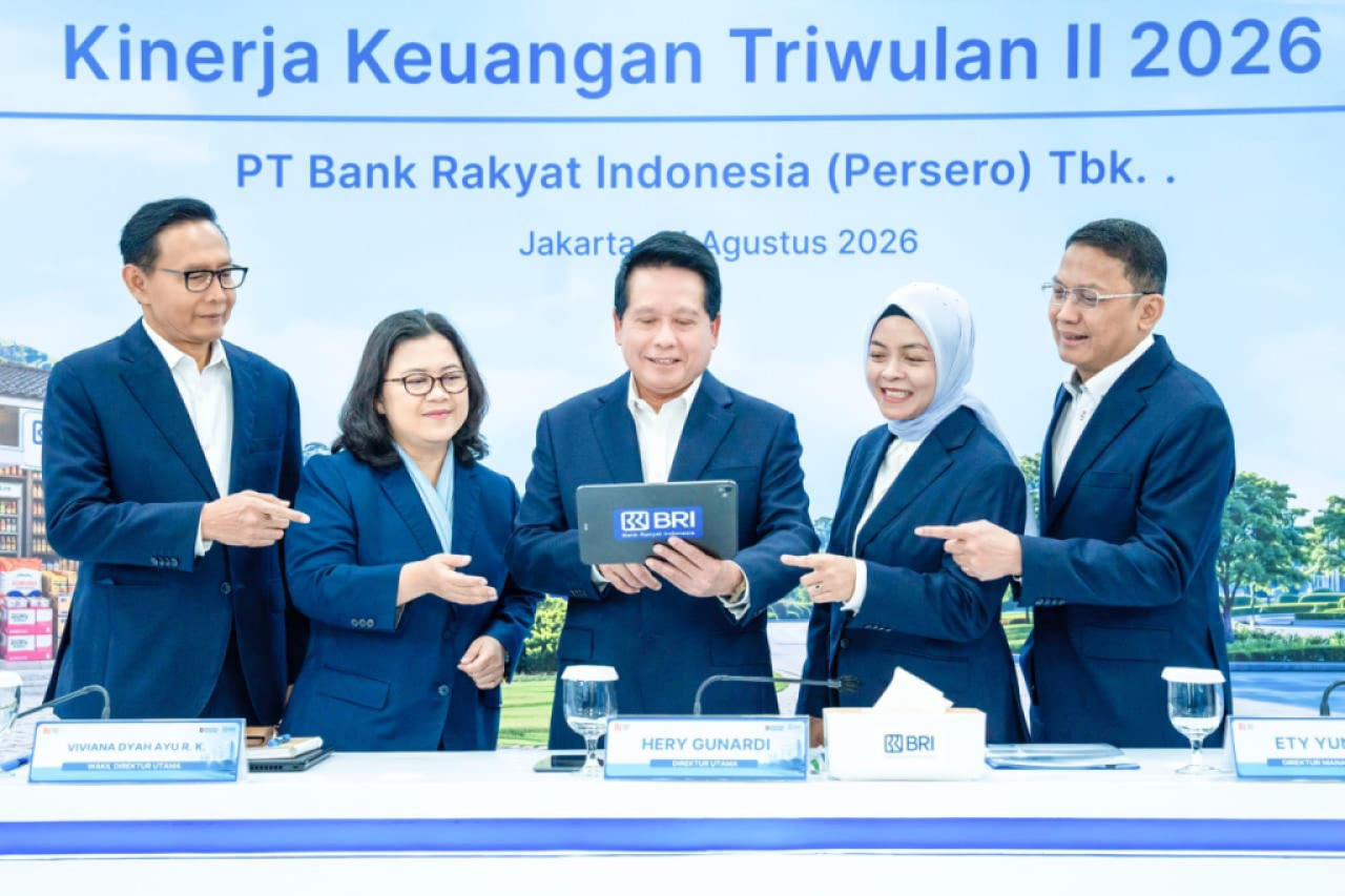 Direksi BRI menggelar paparan kinerja triwulan II 2026. Foto : BRI