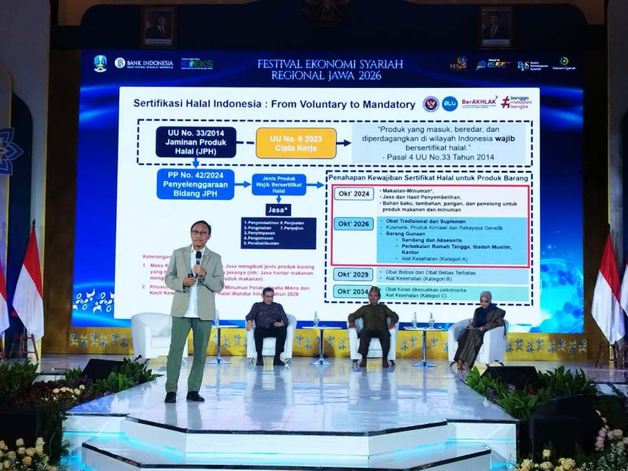 Talkshow II : Penguatan produk halal dalam rangkaian Fesyar Jawa 2026 di Surabaya. Foto : ist