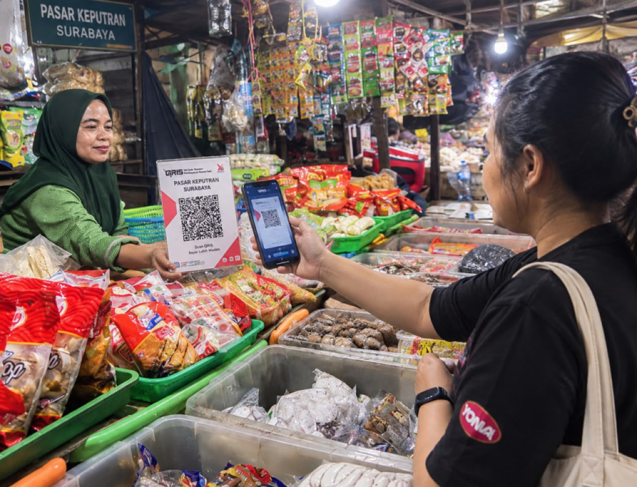 BRI RO Surabaya Hadirkan Fasilitas WiFi untuk Permudah Transaksi QRIS Pasar Keputran
