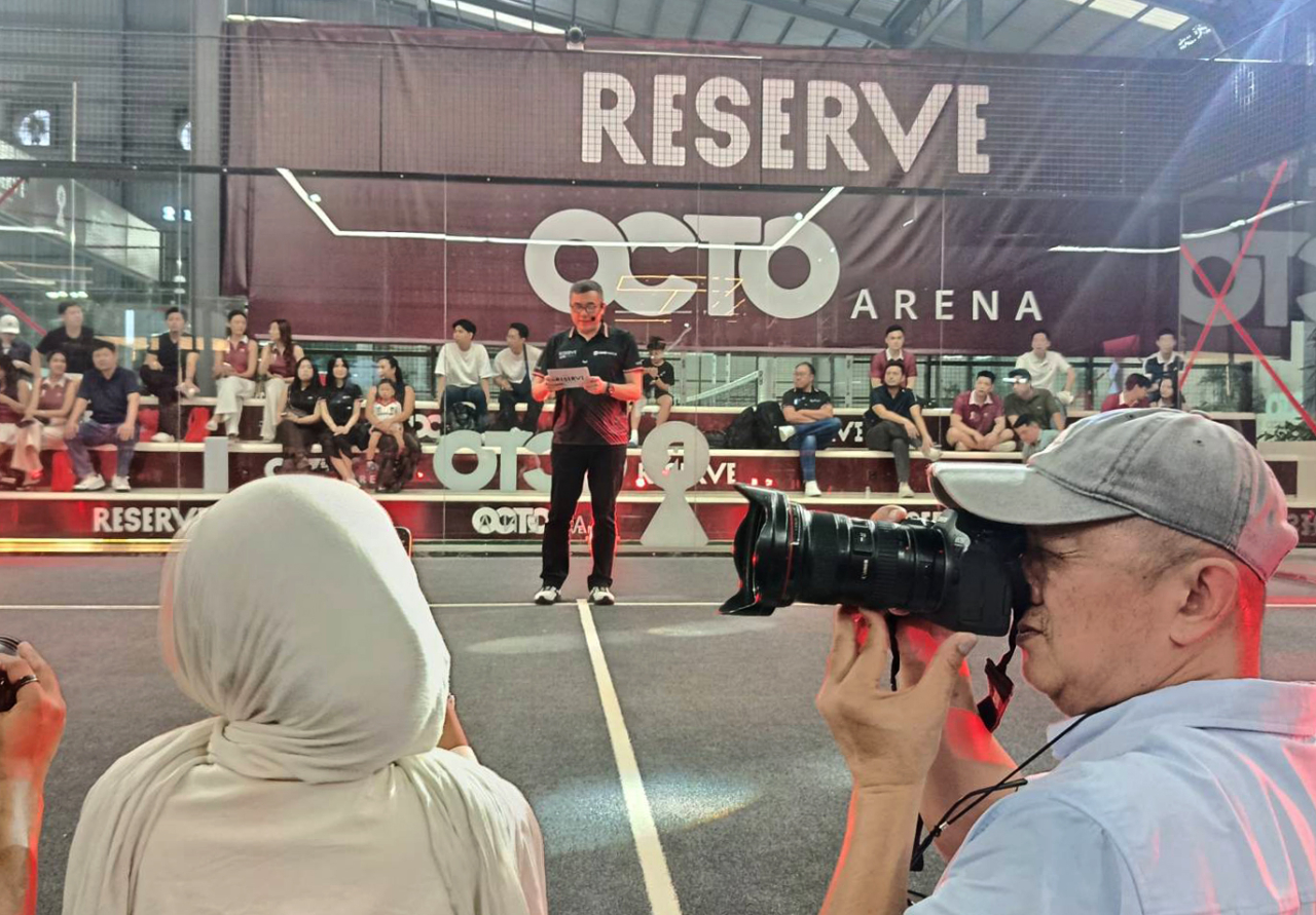 Dirut PT Jawara Olahraga Sehat Sejahtera, Stephen Djuana di sela pembukaan RESERVE OCTO Arena by CIMB Niaga. (Foto: Rochman Arie/jatimkini.com)